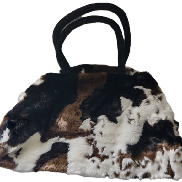 Animal Print Faux Fur Satchel Handbag Weekender by Private Quarters - Picture 7 of 10